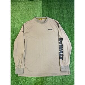 DeWalt Mens Long Sleeve Graphic Work Shirt Tan Sandstone Crewneck Tee Size XL